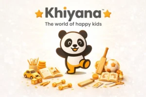 Kian the panda mascot of the Khiyana kids brand representing joyful play and learning